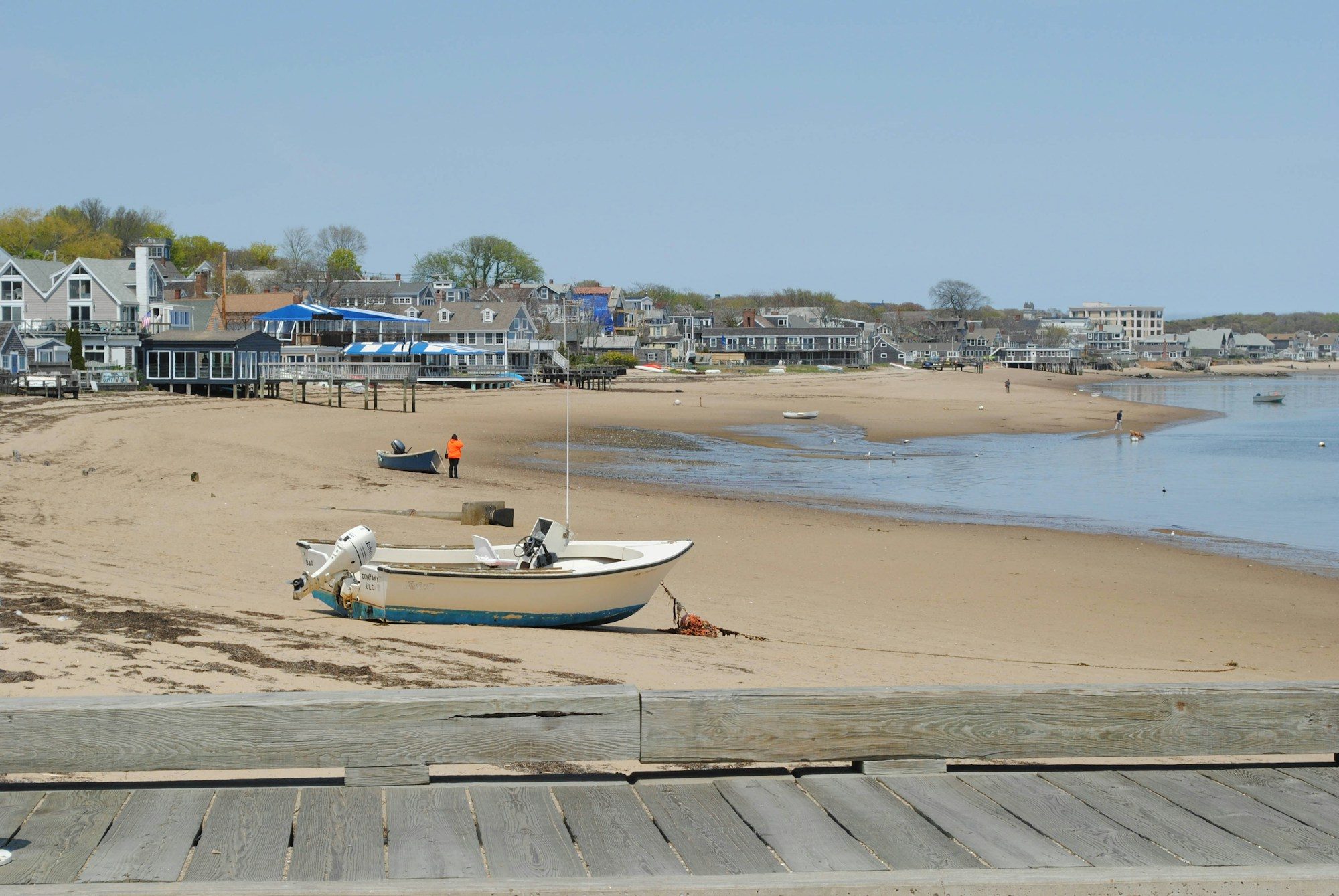 The wide beach and weathered cottages at the edge of Provincetown harbour